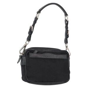 PRADA Shoulder Bag Nylon Black Silver Auth 155226